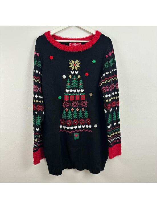 33 Degrees Sweaters - 33 Degrees Ugly Christmas Tunic Sweater Christmas Tree Women's XL
